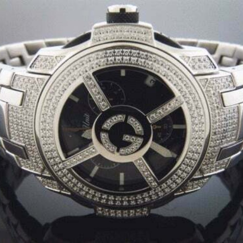 New 50 CENT G-Unit Watch GS26W - 44mm 3.00CT Diamond Black Face